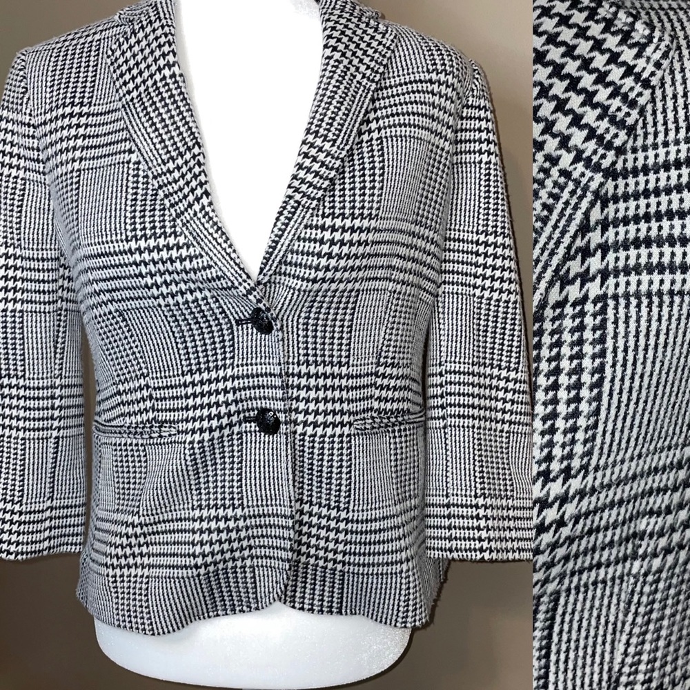Lauren Ralph Lauren Black White Houndstooth Blazer Jacket